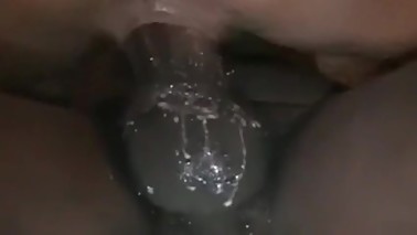 Wife & huge BBC, all her cum running out white and creamy