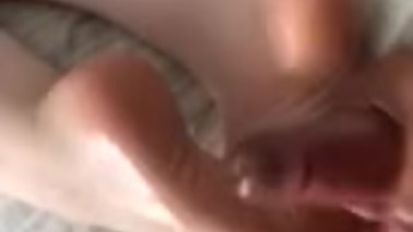 Top of the morning cumshot over my wifey wet feet