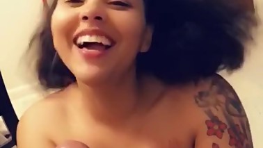 Sexy wife giving head with Snapchat filter