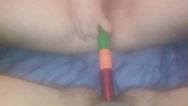 Strapon me and my wife double sided dildo